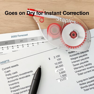 Staples Correction Tape, White, 6/Pack (ST59819)