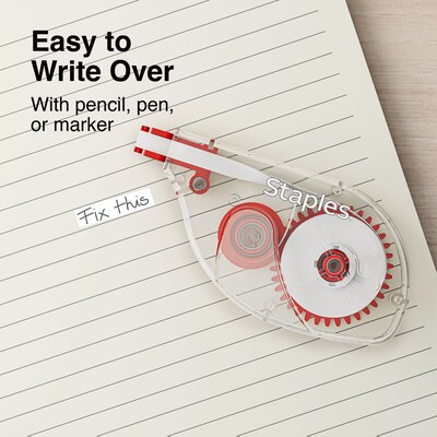 Staples Correction Tape, White, 6/Pack (ST59819)