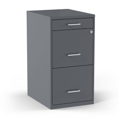 Quill Brand® 3-Drawer Vertical File Cabinet, Locking, Letter, Charcoal, 18D (18606)