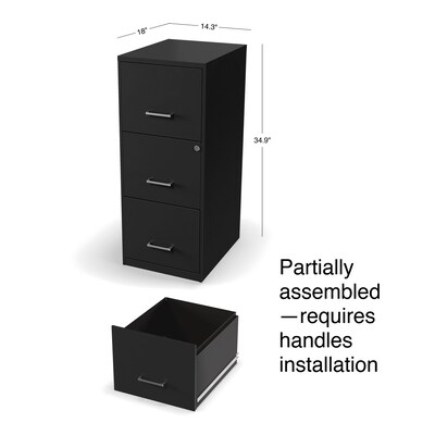 Quill Brand® 3-Drawer Vertical File Cabinet, Locking, Letter, Black, 18"D (52151)