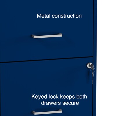 Quill Brand® 2-Drawer Light Duty Vertical File Cabinet, Locking, Letter, Blue, 18" (24362)