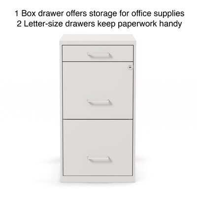 Quill Brand® 3-Drawer Vertical File Cabinet, Locking, Letter, White, 18"D (52144)