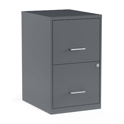 Quill Brand® 2-Drawer Vertical File Cabinet, Locking, Letter, Charcoal, 18D (52143)