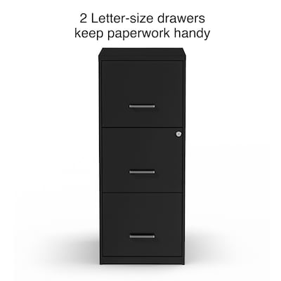 Quill Brand® 3-Drawer Vertical File Cabinet, Locking, Letter, Black, 18"D (52151)