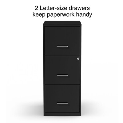 Quill Brand® 3-Drawer Vertical File Cabinet, Locking, Letter, Black, 18D (52151)