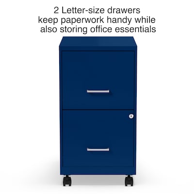 Quill Brand® 2-Drawer Light Duty Vertical File Cabinet, Locking, Letter, Blue, 18" (24362)