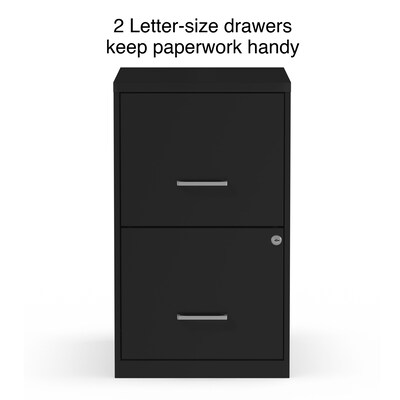 Quill Brand® 2-Drawer Vertical File Cabinet, Locking, Letter, Black, 18"D (52149)