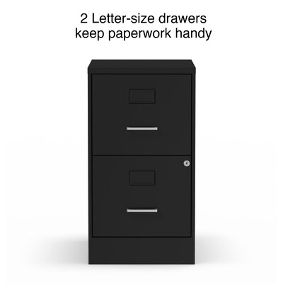 Quill Brand® 2-Drawer Vertical File Cabinet, Locking, Letter, Black, 18"D (52142)