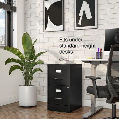 Quill Brand® 2-Drawer Vertical File Cabinet, Locking, Letter, Black, 18"D (52142)