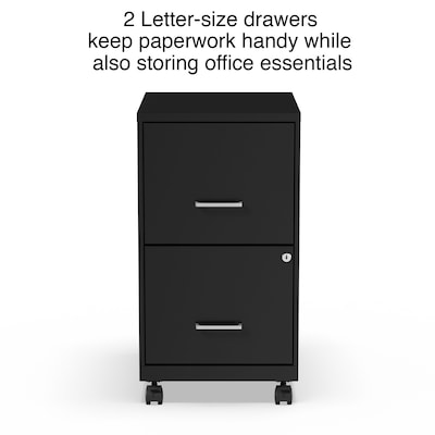 Quill Brand® 2-Drawer Vertical File Cabinet, Locking, Letter, Black, 18"D (52145)