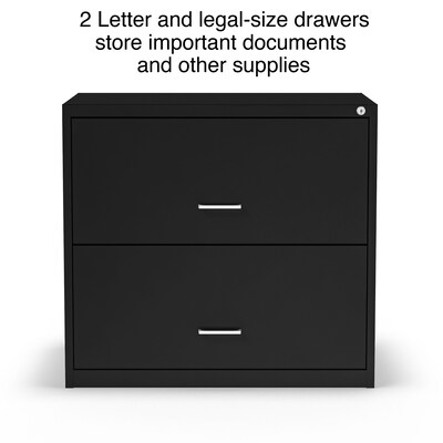 Quill Brand® 2-Drawer Lateral File Cabinet, Locking, Letter, Black, 30"W (52141)