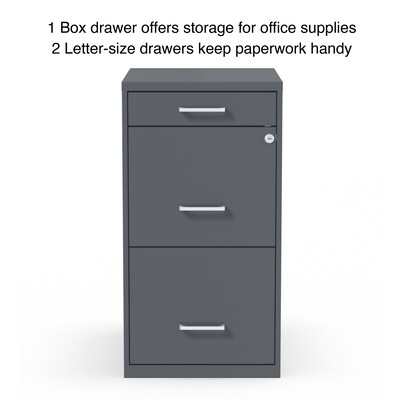 Lorell SOHO 3-Drawer Vertical File Cabinet, Black