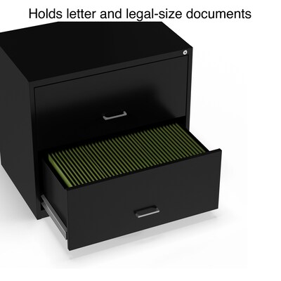 Quill Brand® 2-Drawer Lateral File Cabinet, Locking, Letter, Black, 30"W (52141)