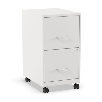 Quill Brand® 2-Drawer Vertical Mobile File Cabinet, Locking, Letter Size, White, 18D (19634)