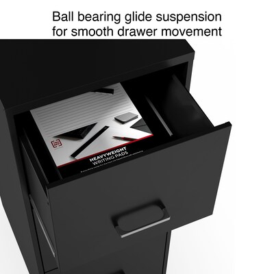 Quill Brand® 3-Drawer Vertical File Cabinet, Locking, Letter, Black, 18"D (52151)