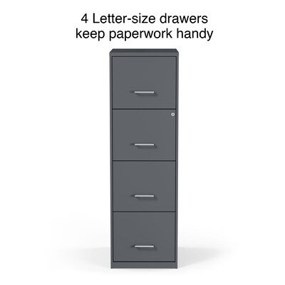 Quill Brand® 4-Drawer Vertical File Cabinet, Charcoal, Letter, 18 D (52148)