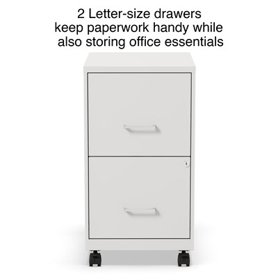 Quill Brand® 2-Drawer Vertical Mobile File Cabinet, Locking, Letter Size, White, 18''D (19634)