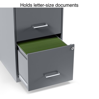 Quill Brand® 2 Drawer Vertical File Cabinet, Locking, Letter, Graphite, 18''D (14443/17783)