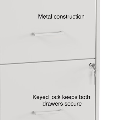 Quill Brand® 2-Drawer Vertical Mobile File Cabinet, Locking, Letter Size, White, 18''D (19634)