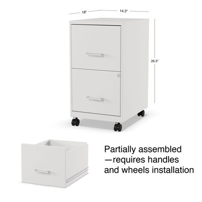 Quill Brand® 2-Drawer Vertical Mobile File Cabinet, Locking, Letter Size, White, 18''D (19634)