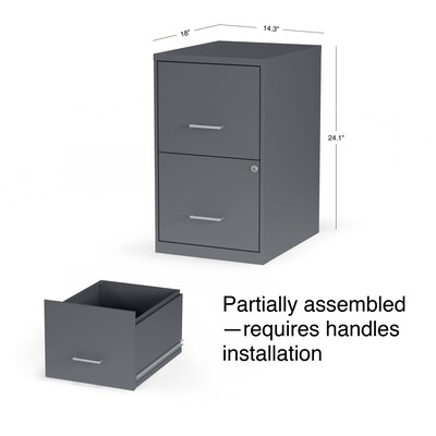 Quill Brand® 2 Drawer Vertical File Cabinet, Locking, Letter, Graphite, 18''D (14443/17783)