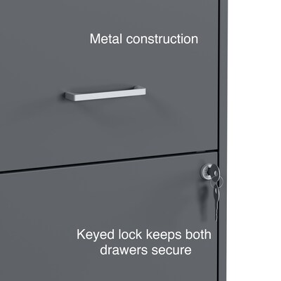 Quill Brand® 2 Drawer Vertical File Cabinet, Locking, Letter, Graphite, 18''D (14443/17783)