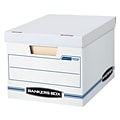 Bankers Box® Stor/File Corrugated File Storage Boxes, Lift-Off Lid, Letter/Legal Size, White/Blue, 2