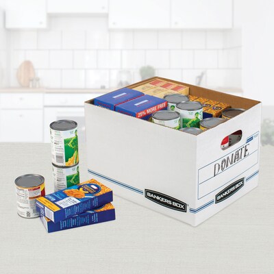 Bankers Box Stor/File 59% Recycled Corrugated File Box Lift Off Lid, Letter/Legal Size, White/Blue, 12/Carton (00703)