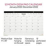 2022 TRU RED™ 11 x 18 Desk Pad Calendar, Black/White (TR17392-22)