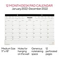 2022 TRU RED™ 11 x 18 Desk Pad Calendar, Black/White (TR17392-22)