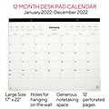 2022 TRU RED™ 17 x 22 Monthly Desk Pad Calendar, Unlined, Black/White (TR58448-22)
