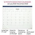 2022 TRU RED™ 17 x 22 Monthly Desk Pad Calendar, Navy (TR59700-22)