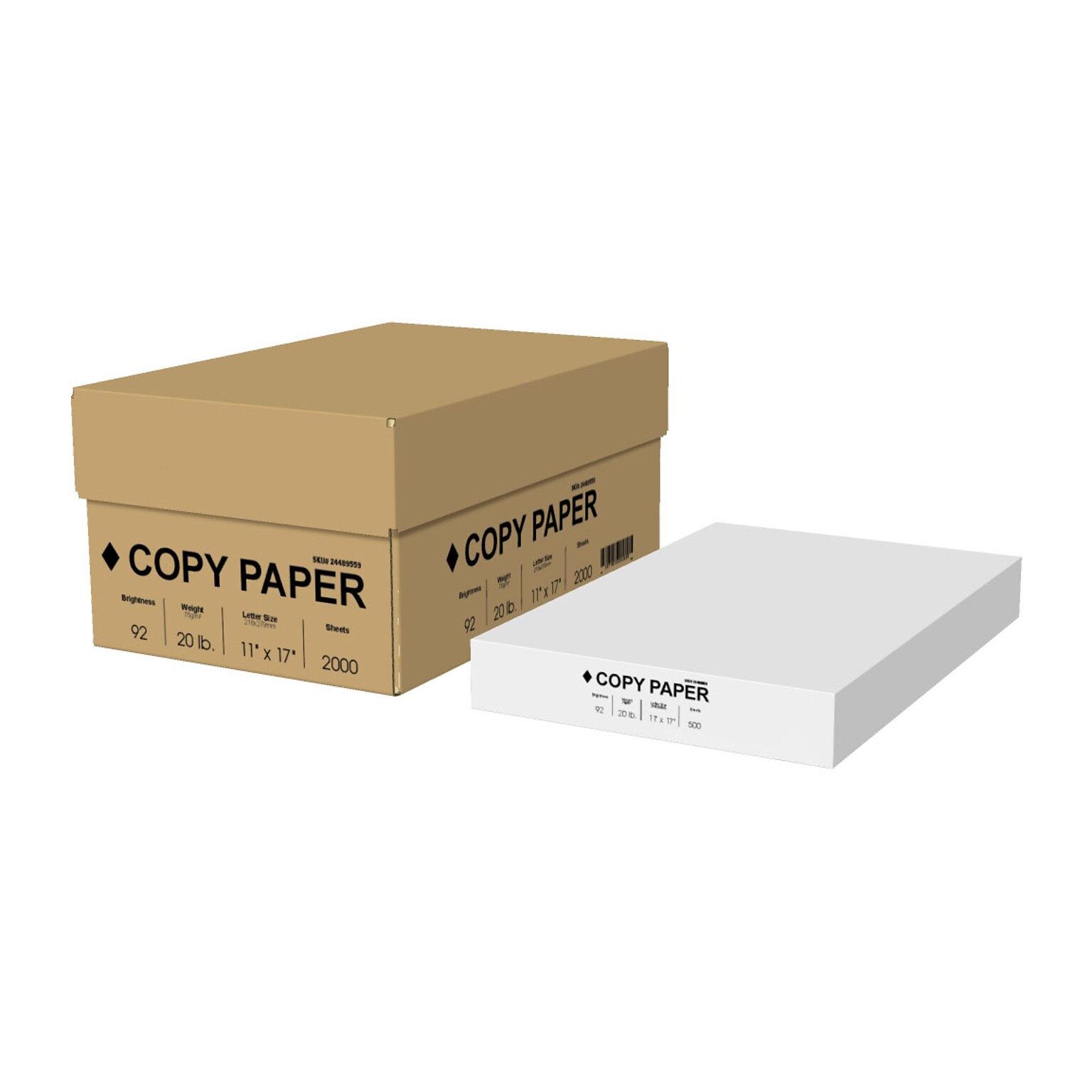11 x 17 Ledger Size Copy Paper, 20 lbs, 92 Brightness, 500 Sheets/Ream, 4 Reams/Carton (4074)