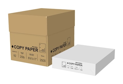 8.5 x 11 3-Hole Punch Copy Paper, 20 lbs., 92 Brightness, 500  Sheets/Ream, 5 Reams/Carton (4072)