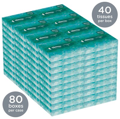 Kleenex Junior Facial Tissue, 2-ply, 40 Tissues/Box, 80 Boxes/Pack (21195)