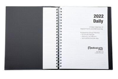 2022 Medical Arts Press® 8 1/2 x 11 4 Column Daily Appointment Log, Black (3111522)