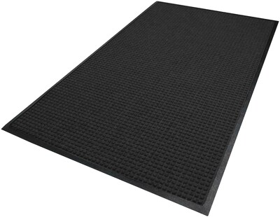 M+A Matting WaterHog Squares Classic Mat, Smooth,  3' x 10', Charcoal  (20054310170)
