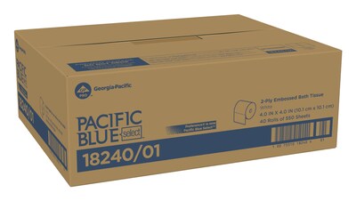 Pacific Blue Select 2-Ply Embossed Toilet Paper by GP PRO, White, 550 Sheets/Roll, 40 Rolls/Case (18