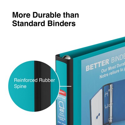 Staples® Better 1-1/2" 3 Ring View Binder with D-Rings, Teal (20245)