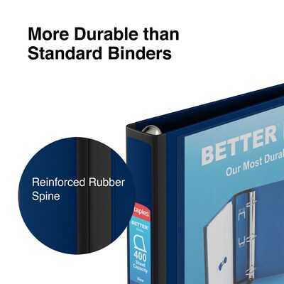 Staples® Better 1-1/2" 3 Ring View Binder with D-Rings, Navy Blue (24060)