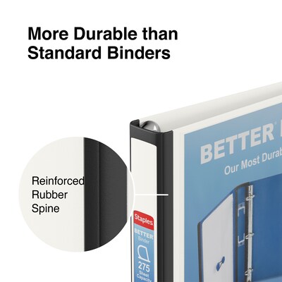 Staples® Better 1" 3 Ring View Binder with D-Rings, White (24050)