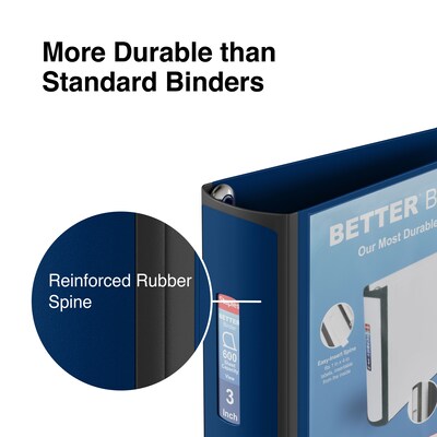 Staples® Better 3" 3 Ring View Binder with D-Rings, Blue (15127-CC)