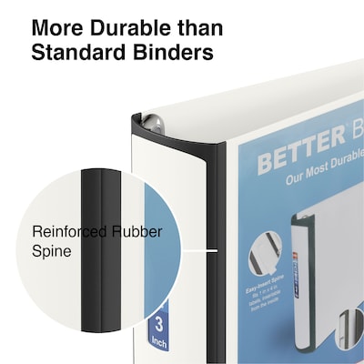 Staples® Better 3" 3 Ring View Binder with D-Rings, White (15125-CC)