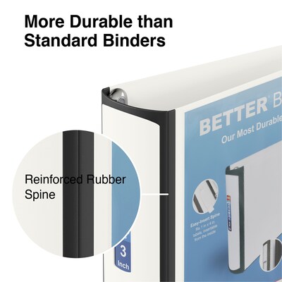 Staples® Better 3" 3 Ring View Binder with D-Rings, White (15125-CC)