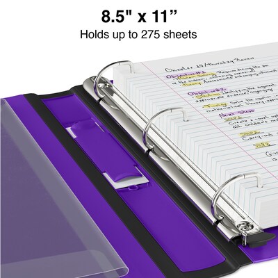 Staples® Better 1" 3 Ring View Binder with D-Rings, Purple (19065)