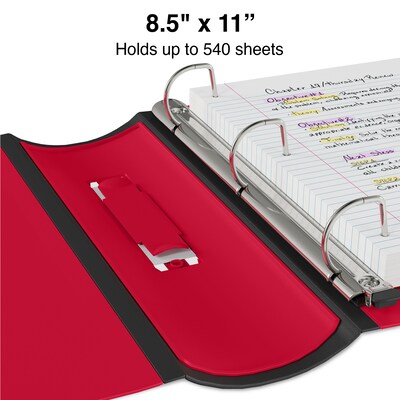Staples® Better 2" 3 Ring View Binder with D-Rings, Red (18368)