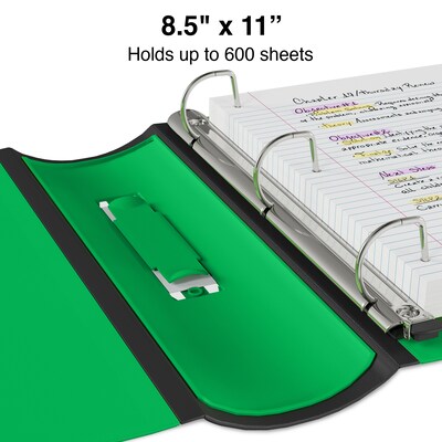 Staples® Better 3" 3 Ring View Binder with D-Rings, Green (19936)