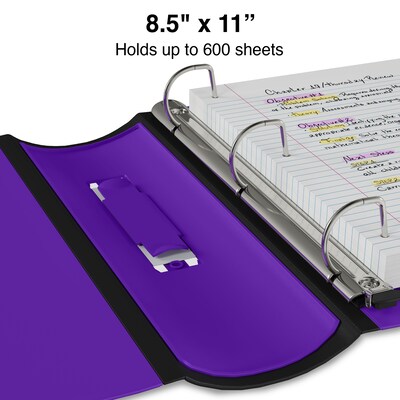 Staples® Better 3" 3 Ring View Binder with D-Rings, Purple (20246)