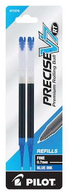 Pilot Precise V7 RT Rollerball Pen Refill, Fine Tip, Blue Ink, 2/Pack (77279)