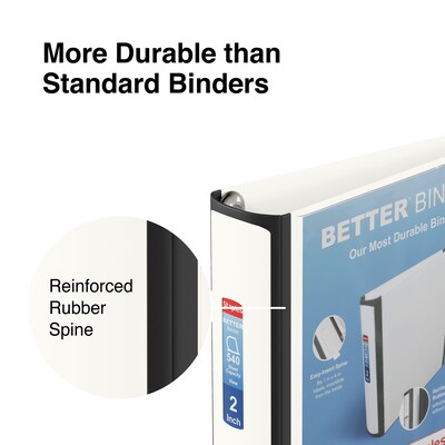 Staples® Better 2" 3 Ring View Binder with D-Rings, White (24069)